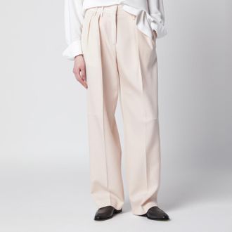 Jil Sander Pantaloni avorio in gabardine di lana