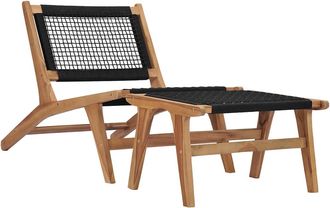 vidaXL Vidaxl - Tumbona Con Reposapi&eacute;s Madera Maciza De Teca Y Cuerda