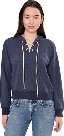 Mod-o-doc Long Sleeve Lace-Up Henley Hoodie Womens Sweatshirt Sailor Blue : LG (US 12-14), Cotton/Polyester/Spandex
