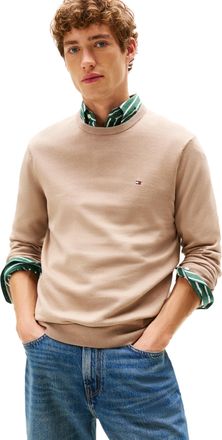 Tommy Hilfiger Mens Cotton Solid Crewneck Sweater Lightweight Pullover, Also Available in Big & Tall, Coastal Taupe, M