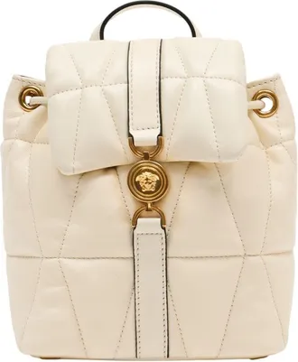 Versace Womens Quilted Lambskin Backpack White
