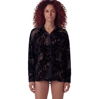 Lords of Harlech Country Floral Velvet Devore Womens Shirt in Country Floral Black at Nordstrom, Size Xx-Large
