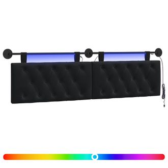 vidaXL Cabecero Colgante Con Luz Led Negro Terciopelo Vidaxl