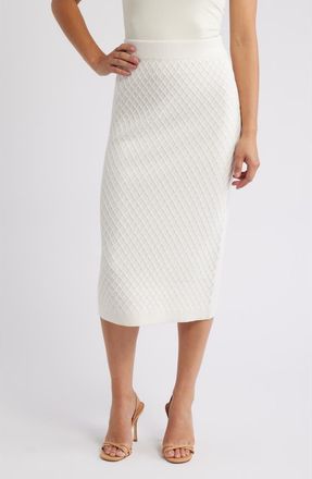 Anne Klein Diamond Stitch Sweater Skirt in White Dove at Nordstrom, Size Xx-Small