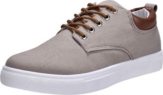 Generic Men Low Top Canvas Walking Shoes Lace Up Fashion Casual Shoes (Grey, 8)-3