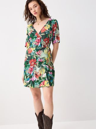 Twik Womens Crinkled wrap-style minidress