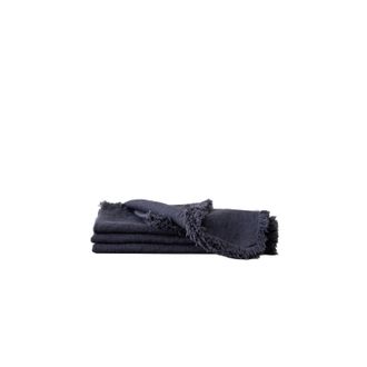 LinenMe Linen Napkin Terra Fringe - Set Of 4 In Anthracite