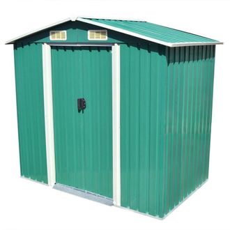 Berkfield Home Garden Storage Shed Green Metal 204x132x186 cm | Size: 204 x 132 x 186 cm