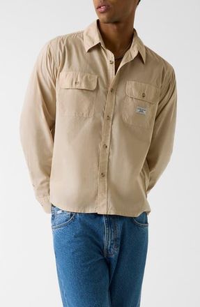 Guess Boxi Cotton Button-Up Shirt in Open Brown at Nordstrom, Size Xx-Large