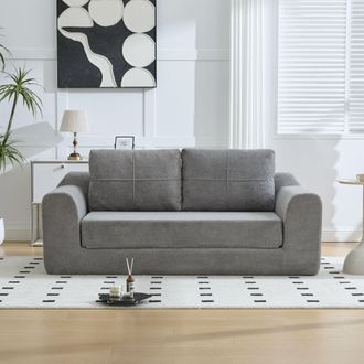 STILVORA Sof&aacute; Cama Plegable Convertible Comprimido, Silla Cama Con Coj&iacute;n, Sof&aacute; De Suelo Moderno Y Fut&oacute;n, Colch&oacute;n Plegable Para Sala De Estar - Gris Oscuro, Dim