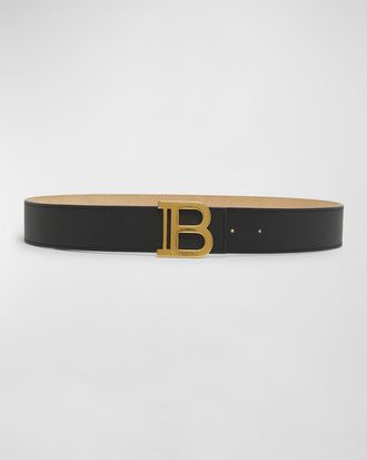 Balmain Monogram Buckled Leather B-Belt