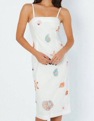 Oceanus Womens Kiara Crystal Midi Dress White - Size: 10/8