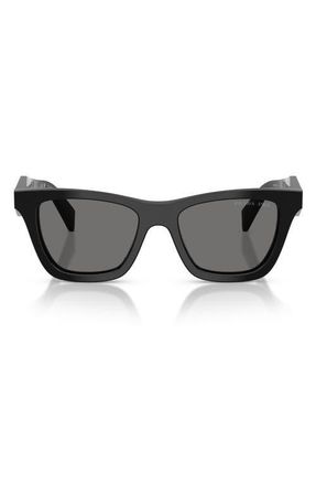 Prada 52mm Polarized Butterfly Sunglasses in Black /Dark Grey Polar at Nordstrom