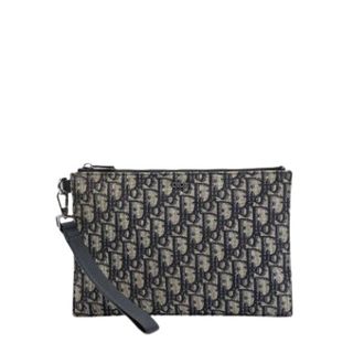 Dior Pre-owned Canvas Clutch - Dames - Pre-owned - Blauw - Maat: ONE Size Leer