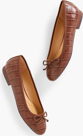 Talbots Madison Ballet Flats - Croc Embossed - Dark Acorn Brown - 6 1/2 M Talbots