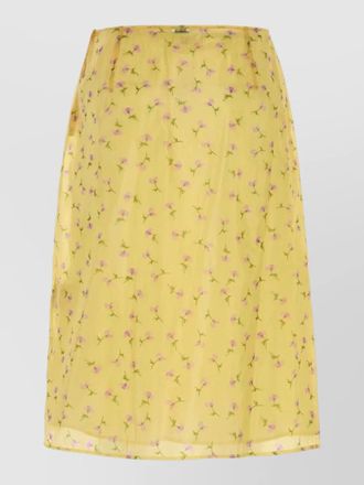 Jil Sander organza skirt floral motif elastic waistband