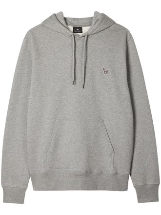Paul Smith Heather Grey Cotton Hoodie with Signature Zebra Logo