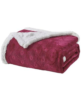 Luxury Home Louvre Embossed Sherpa Plush Throw Blanket