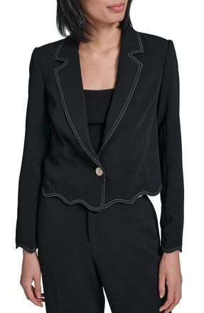 Karl Lagerfeld Scallop Hem Crop Jacket in Black at Nordstrom, Size 12