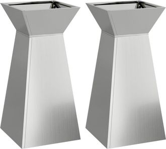 vidaXL Pillar Planter 2 pcs Silver 35 x 35 x 73 cm Steel Vidaxl