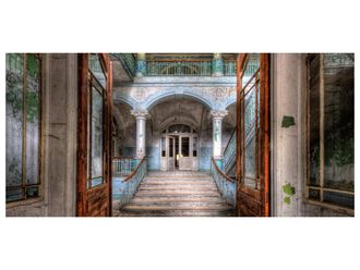 Schubiger M&ouml;bel Digitaldruck auf Glas Lost Place Treppe 140 x 66 cm