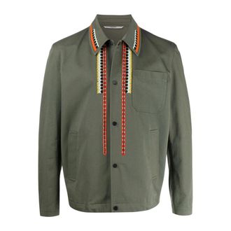 Valentino Embellished Cotton Workwear Jacket - Heren - Jassen - Groen - Maat: M Katoen