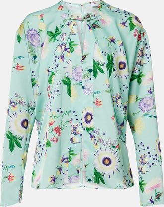 Paco Rabanne Layered floral satin blouse