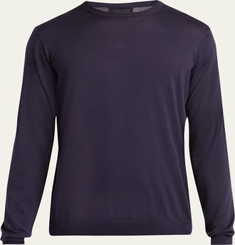 Giorgio Armani Mens Silk and Cotton Crewneck Sweater