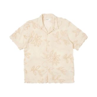 Universal Works Short Sleeve Shirts, male, Beige, Size: XL Road Shirt 3D Flower