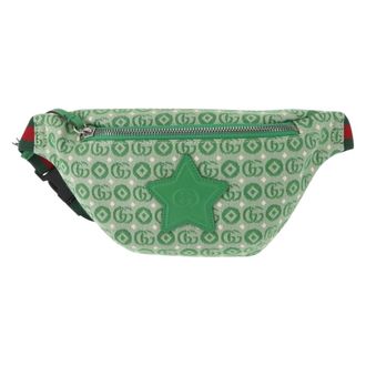 Gucci Childrens Belt Gg Coated Canvas Green Canvas Handbag (Pre-Owned)