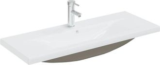 vidaXL Lavabo empotrado con grifo cerámica blanco 101x39x18 cm Vidaxl