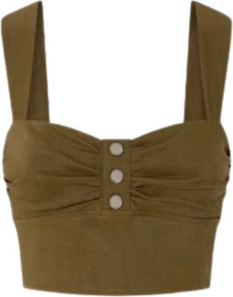 Pinko Voyager Top - Dames - Tops zonder mouwen - Groen - S - Linnen - Tops