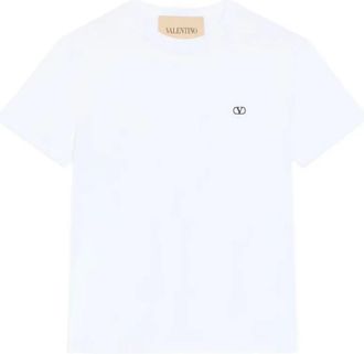 Valentino Katoenen T-Shirt met VLogo-borduursel - Heren - T-shirts - Wit - XL - Katoen - Tops