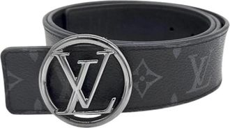 Louis Vuitton Pre-owned Belts, male, Gray, Size: ONE SIZE Pre-owned Vintage Monogram Eclipse Belt