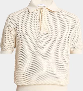 Givenchy Mens Mesh Knit Short-Sleeve Polo Shirt