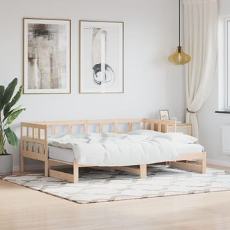 Berkfield Home Daybed with Trundle 80x200 cm Solid Wood Pine in Brown