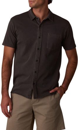 The Normal Brand Normal Short Sleeve Cotton Jersey Button-Up Shirt in Shadow at Nordstrom, Size Xx-Large