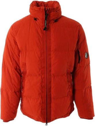 C.P. Company Oranje Down Jacket met uniek mouwdetail - Heren - Gewatteerde jassen - Oranje - S - Katoen - Jassen