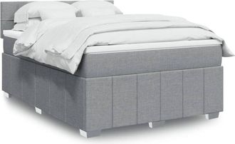 vidaXL Vidaxl - Cama Box Spring Con Colch&oacute;n Tela Gris Claro 160x200 Cm