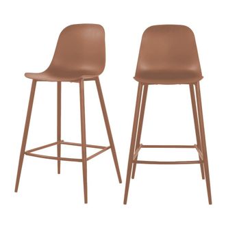 DRAWER Lote 4 taburetes bar int/ext pl&aacute;stico y metal h65cm - terracota