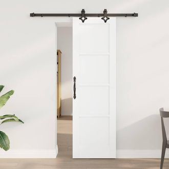 Berkfield Home Sliding Door with Hardware Set ORKDAL White Solid Wood Pine
