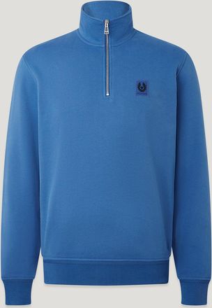 Belstaff Quarter Zip Sweatshirt Mens Cotton Fleece Marine Blue Size 2XL