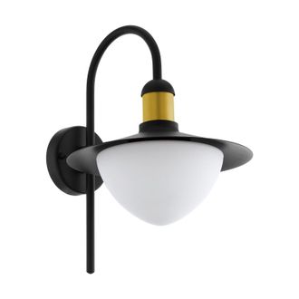 Loops IP44 Outdoor Wall Light Black & Gold Modern Fisherman Lamp 1x 60W E27 Bulb