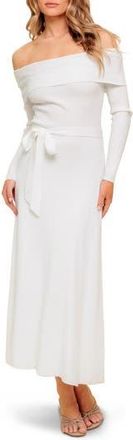 Flying Tomato Off the Shoulder Long Sleeve Sweater Dress in Ivory at Nordstrom Rack, Size Medium