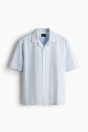 H&M Freizeithemd aus Baumwolle in Regular Fit - Hellblau/Gestreift