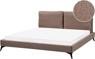 Beliani Cama Con Somier 180 X 200 Cm Moderna Tapizada Boucl&eacute; Base Listones Marr&oacute;n Melle