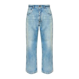 Maison Margiela Straight Jeans, male, Blue, Size: W32 Straight-leg Cropped Jeans