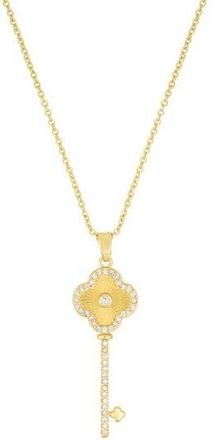 Adornia Pav&eacute; Clover Key Pendant Necklace in Gold at Nordstrom Rack