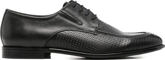 Alberto Gozzi Black Elegant Lace-Up Leather Flats
