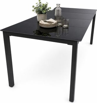 ebuy24 Mesa De Jard&iacute;n Vcm De Vidrio Y Aluminio Mesa De Comedor Aprox. Al. 73 An. 189 X P. 90 Cm Antracita Muebles De Jard&iacute;n De Mesa De Balc&oacute;n (vidrio Negro)